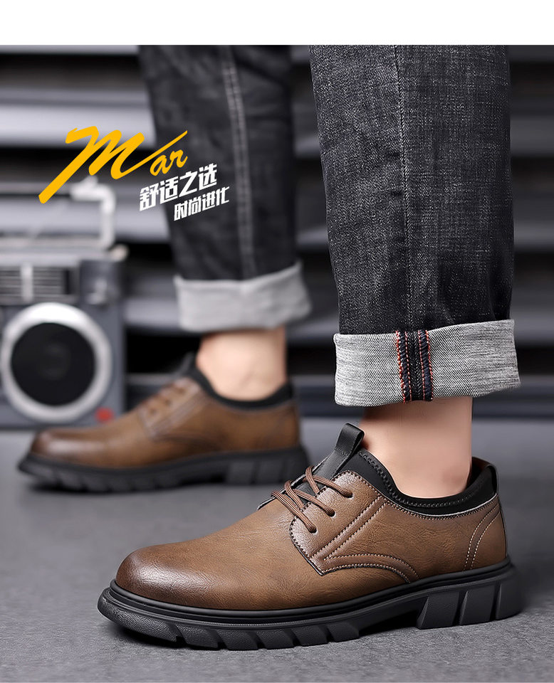 Giày da nam công sở cổ thấp đế bằng mũi tròn phong cách thường ngày — DT2391 màu nâu chi tiết 23