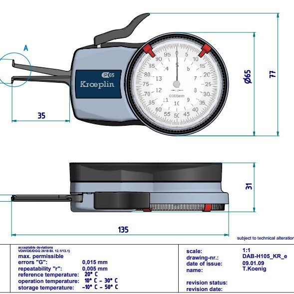 德国kroeplin古沃匹林指针内径卡规 H105