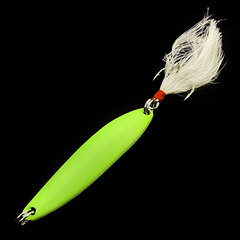 Luminous Glitter Leaf Lure for Sea Fishing, Perch Bait Spoon-Shaped Metal Glitter with Hairs, Three-Prong Hook