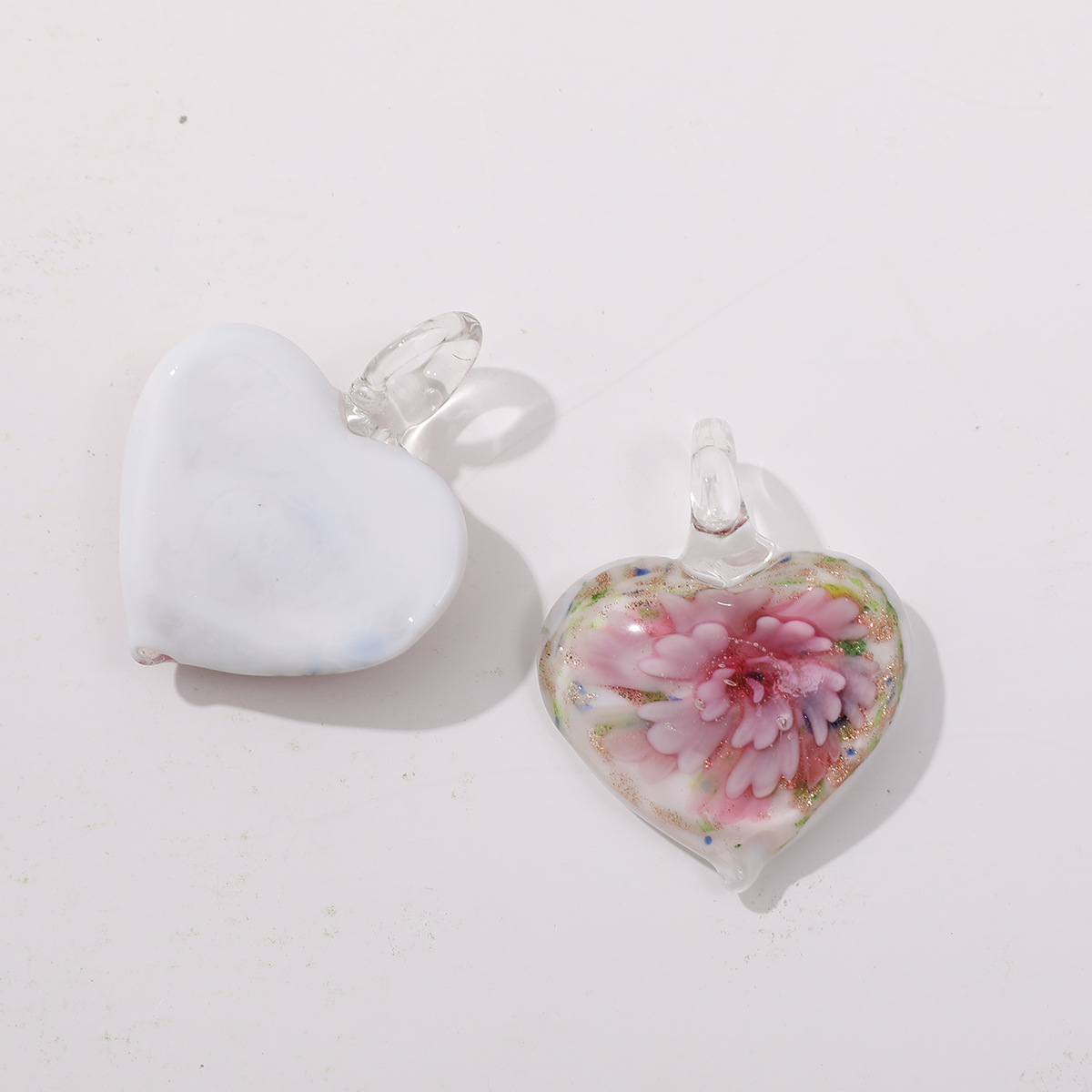 16g Weight Pendant Jewelry Making Type 36*47mm Jewelry Making Size DIY Jewelry Accessories Classification 1 Piece Quantity glass Material Heart Shape, Flower Pattern Simple Style Style 1 Piece 36*47mm Glass Heart Shape Flower Pendant 23
