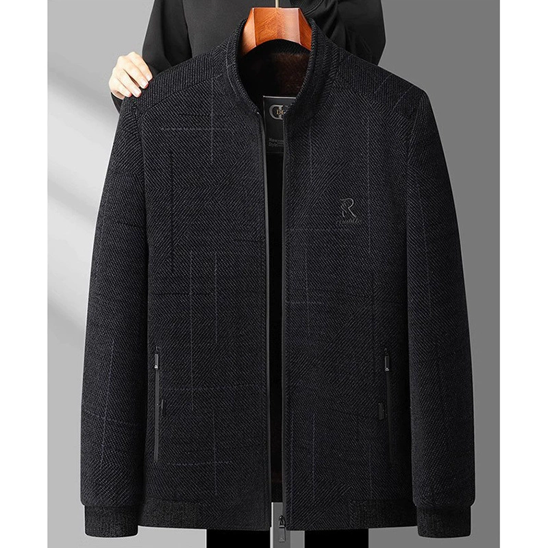 Средний и пожилой мужчина повседневная шерстяная шерстяная одежда пожилой мужчина пиджак папа пушистый осенью и зимой Chenil
