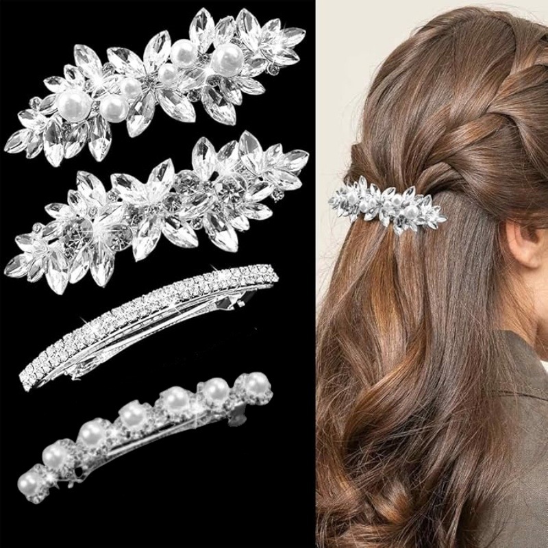 Europa y los Estados Unidos suministraron abrazaderas de cabello de cristal de diamante de ojo de caballo, abrazaderas de cabello de cabeza detrás, toques de cabello de perlas, conjunto de clip de resorte.