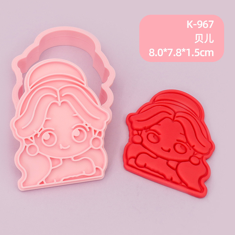 Nuevo molde para galletas 3D, molde para galletas con diseño de princesa de dibujos animados realista, versión Q, molde para galletas con estampado de anime
