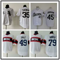 Бейсбольная форма White Sox 79 # 35 # 45 # 49 # Белая мужская бейсбольная майка с вышивкой в виде веера
