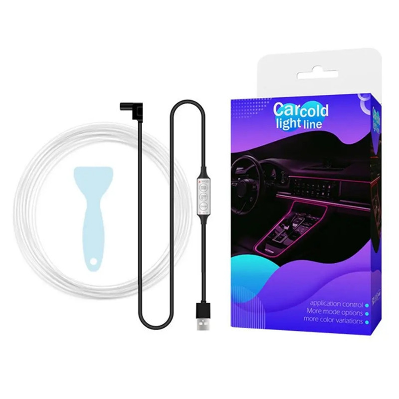 Lámpara de atmósfera del automóvil barra de luz LED luz fría USB luz de atmósfera sin cable inalámbrica correa de luz para automóviles