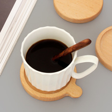 簡約日式櫸木杯墊創意咖啡杯木制杯墊木質杯托制定圓形隔熱墊