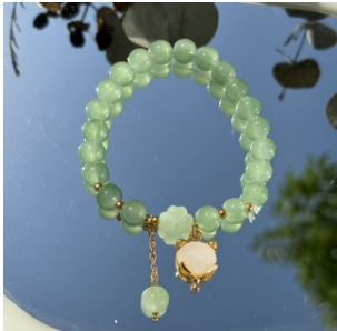 S079-Pulsera de cuentas de jade Donglin de zorro blanco#talla 343