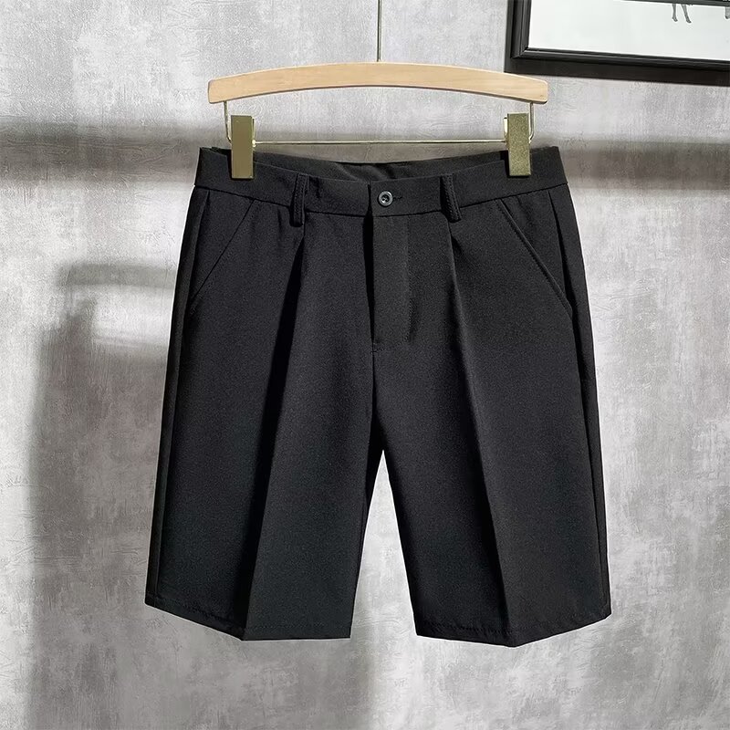 Traje, pantalones cortos, negocios de lujo ligero para hombres, pantalones delgados de verano de cinco puntos, pantalones casuales rectos de moda, comercio exterior, venta al por mayor transfronteriza