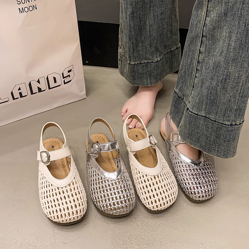 Retro woven sandals flat