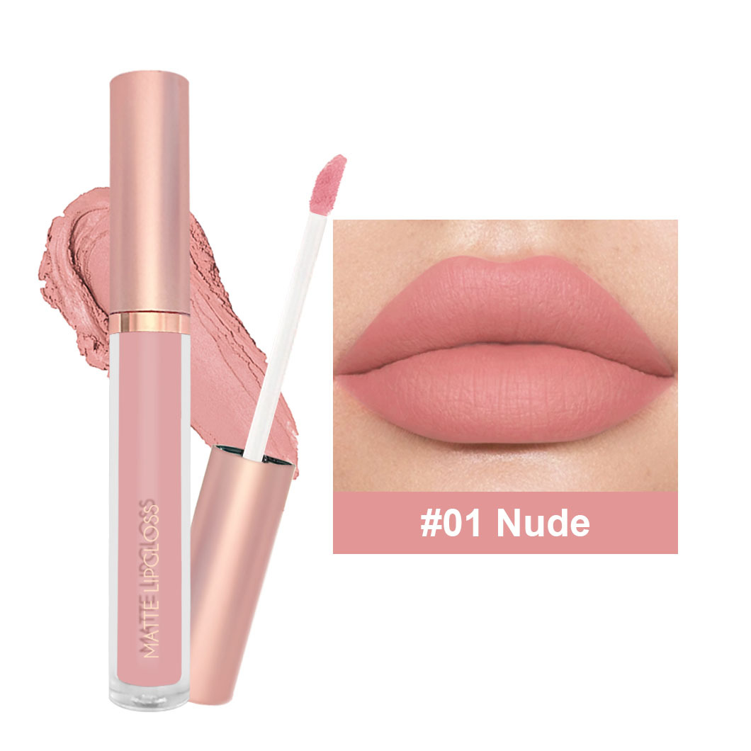 Cross-Border 12 Farben Einzel-Nude-Rosa Dunkelbrauner, mattes Lippenstift-Finish ohne zu verschmieren_voghion.com