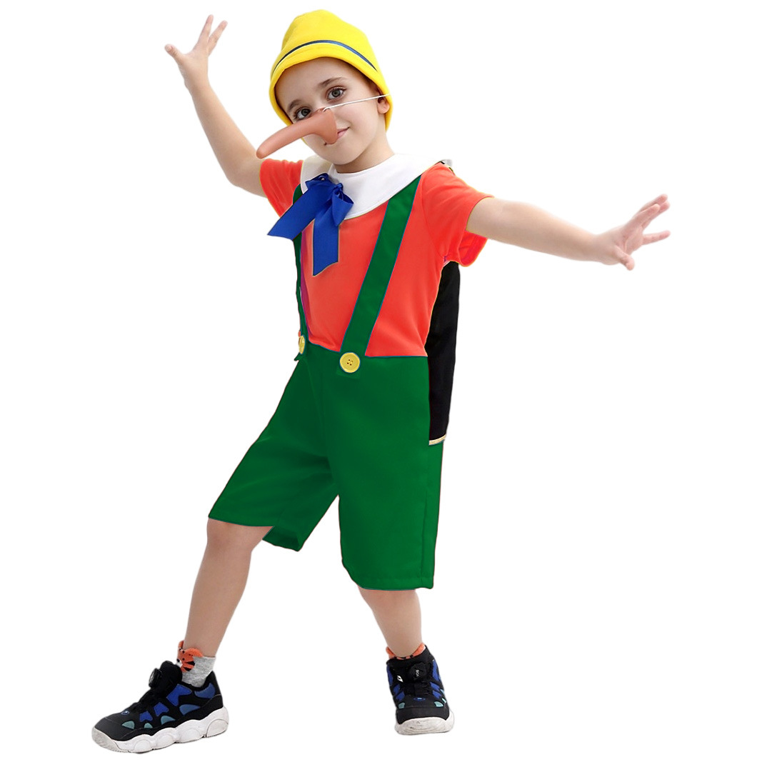 [Oferta Especial] Disfraz Infantil de Pinocho de Nariz Larga para el Día del Niño, Disfraz de Cosplay de las Aventuras de Pinocho para Halloween