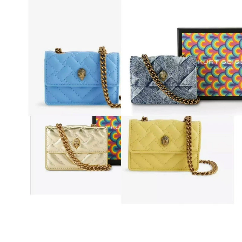 Сумка Eagle Head Mini Bag Kurt Geiger с вышивкой, цветные блоки, глянцевая, карта, одно плечо, через плечо, цепочка