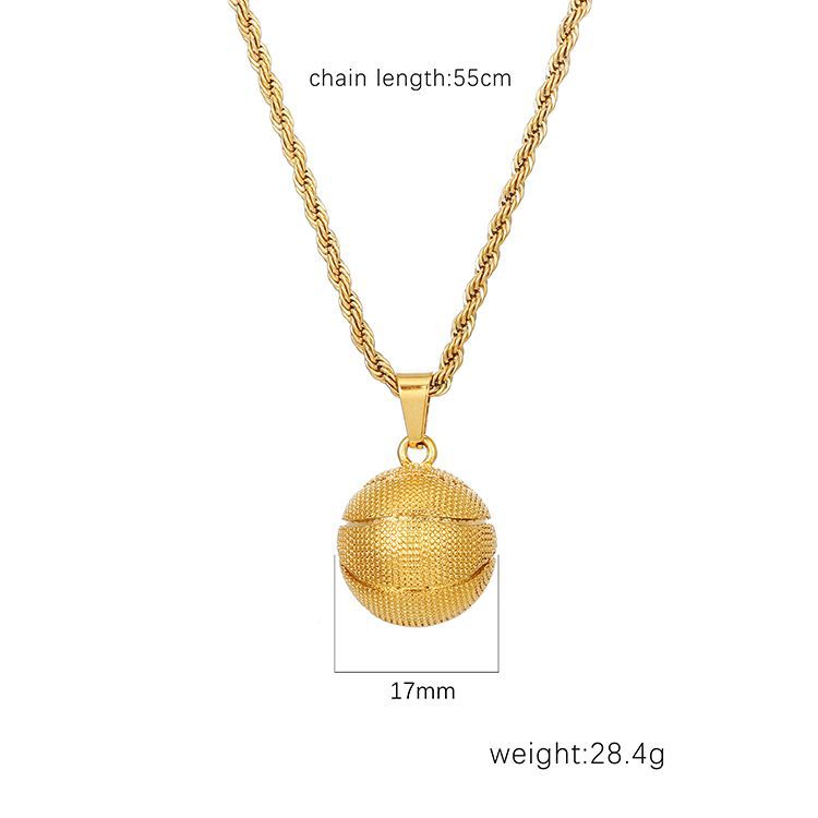 INS Moda transfronteriza europea y americana Collar colgante de bola azul de acero inoxidable Moda NBA Pareja Serie deportiva Collar al por mayor