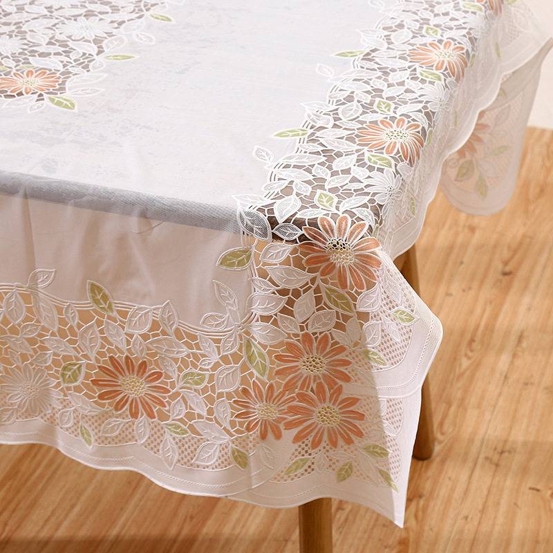 Impresión de atmósfera simple hueco tela de mesa rectangular impermeable a prueba de aceite sin lavado a prueba de quemaduras mesa de té mesa de comedor tela de mesa mahjong