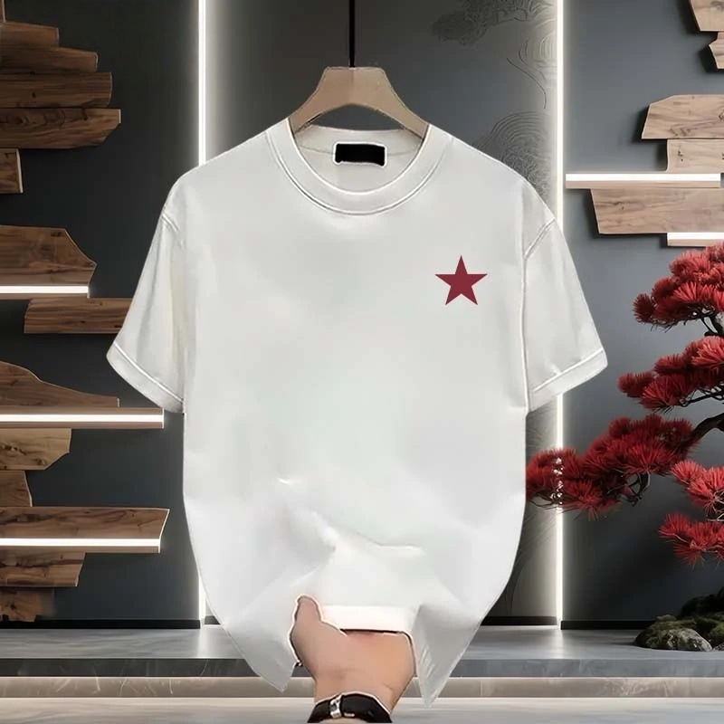 Herr t-shirt i ren bomull kinesisk stil sommar_voghion.com