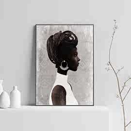 速卖通新款装饰画 非洲女人现代家居挂画 Wish 亚马逊帆布画 画芯
