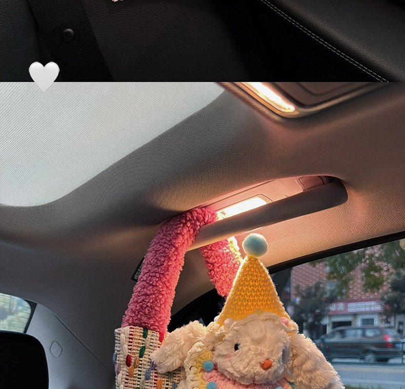 Cute Rabbit Heart-Shaped Car Tissue Box, Car Tissue Hanging Bag, In-Car Hanging Style High-End Tissue Box