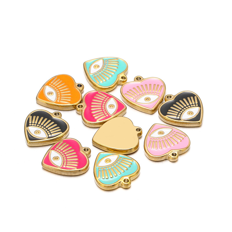 28g Weight Pendant Jewelry Making Type 14*16MM Jewelry Making Size DIY Jewelry Accessories Classification 14*16MM Hole Size 5 PCS/Package Quantity 304 Stainless Steel Material Devil's Eye, Heart Shape Pattern Enamel Design Casual, Simple Style Style 5 PCS/Package 14*16MM 14*16MM 304 Stainless Steel Devil's Eye Heart Shape Pendant 2
