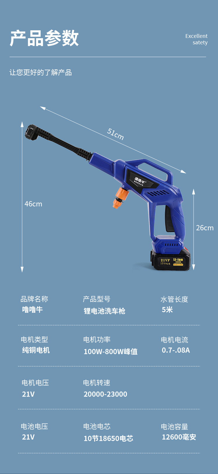 Wireless Car Washing Machine Portable Car High-Pressure Water Gun High-Power Car Lithium Battery Household Electric Car Washing Artifact