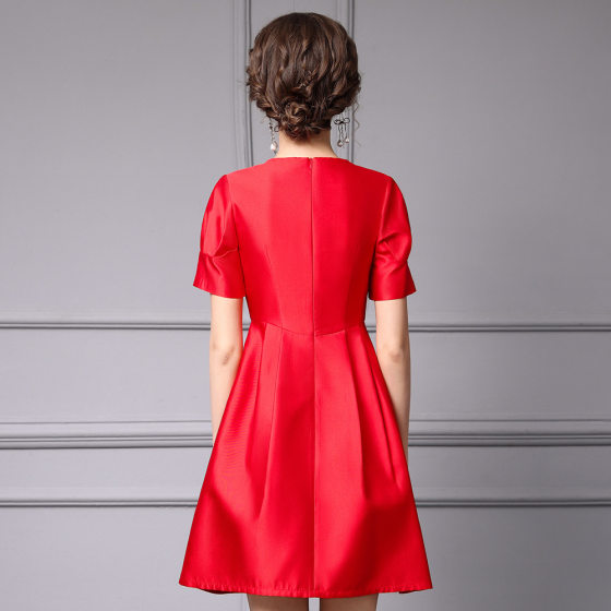 Zhili Small Super Fire dress Chic Beautiful Red Nail Drill Dress Dress 2025 Summer New