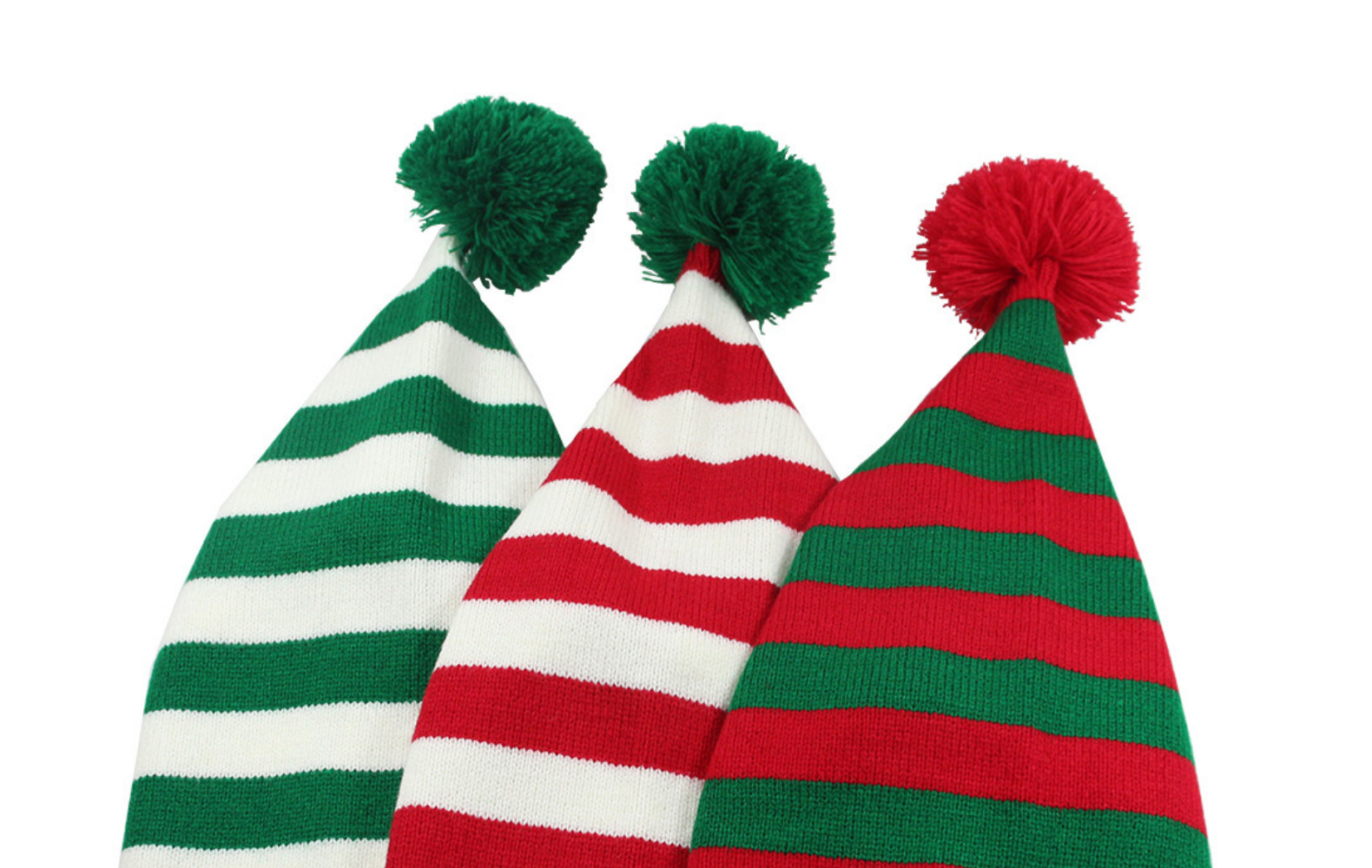 Adult knitted Christmas hat Elf Santa Beanies Red and green knitted crochet hat_voghion.com