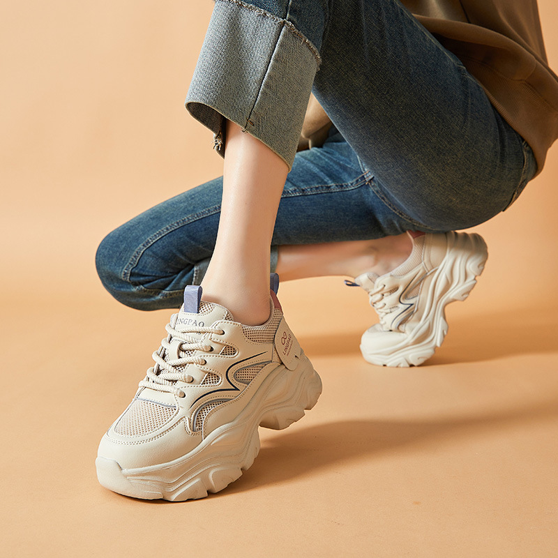 厚底增高时尚老爹鞋女2025春季新款休闲百搭跑步轻便运动鞋潮
