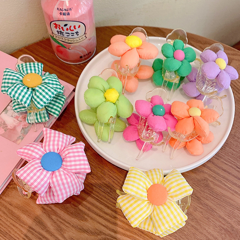 Fabric flower ponytail clip
