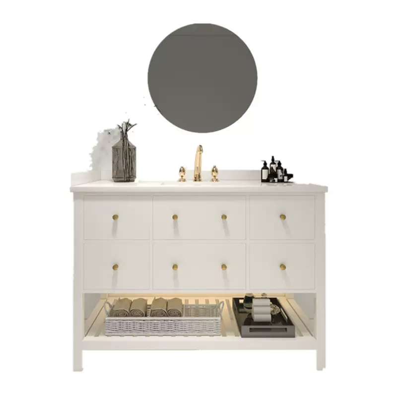 加工轻奢北欧风橡木洗漱台洗手盆现代简约实木浴室柜镜柜卫浴组合