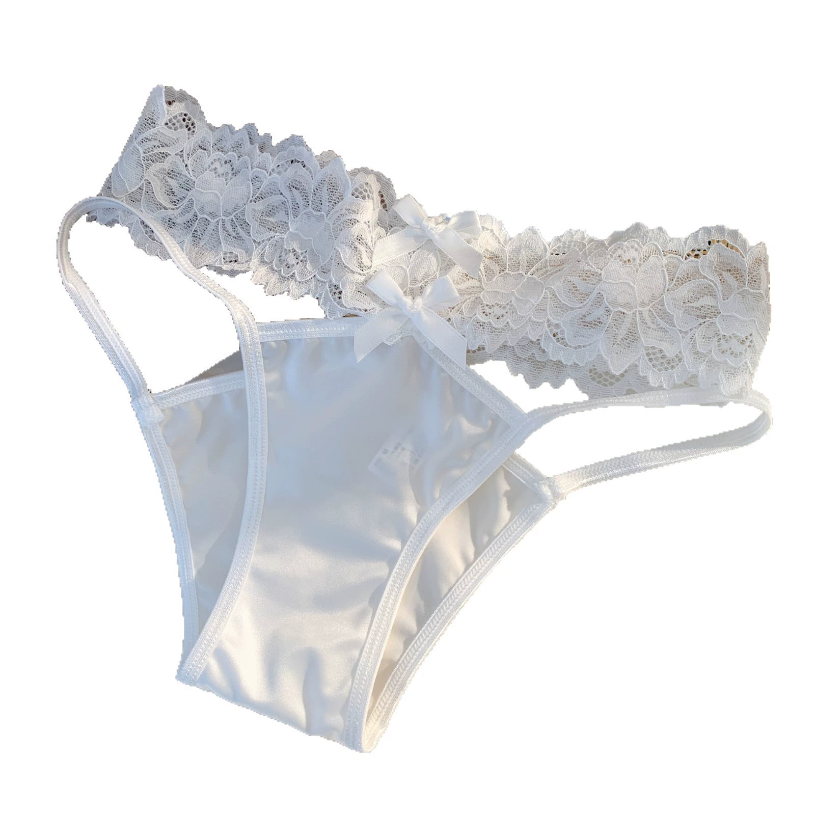 Japanese sexy lace breathable underwear with bow, cotton pants