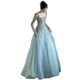Banquet Elegant Evening Dress 2024 New Long Sleeve French Super Fairy Puffy Yarn Blue Annual Meeting Host Performance Dress