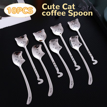 8/10Pcs Cute Cat Coffee Spoon 304 Stainless Steel Cat spoon