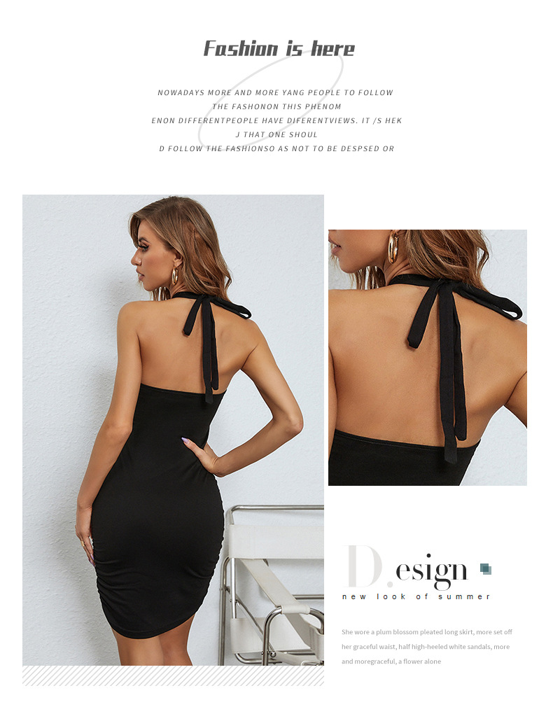 Black Tight Cross Halterneck Suspender Dress NSYYF107041