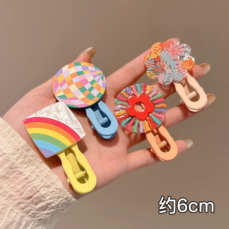 可爱彩色无痕发夹女前额碎发刘海夹高级感侧边一字鸭嘴夹发卡头饰|undefined