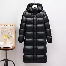 2025冬季新款黑金羽绒服短款长款加厚连帽简约男女情侣亮面外套潮