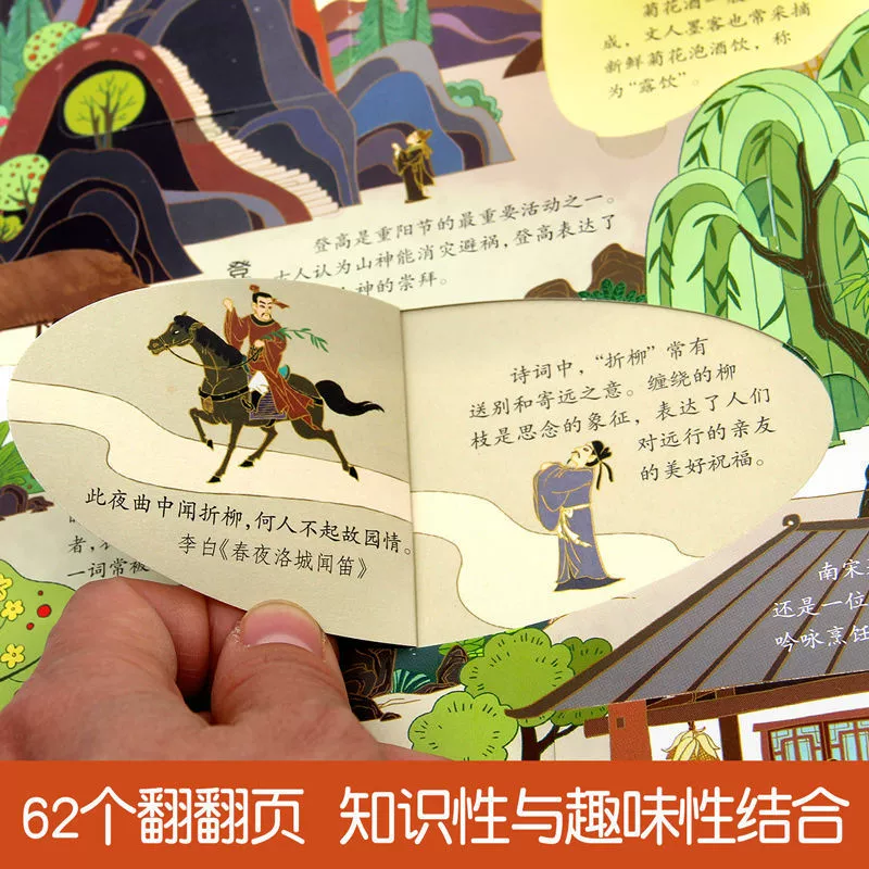 Китайская древняя поэзия, трехмерная раскладная книга, популярная энциклопедия по науке в 3D формате