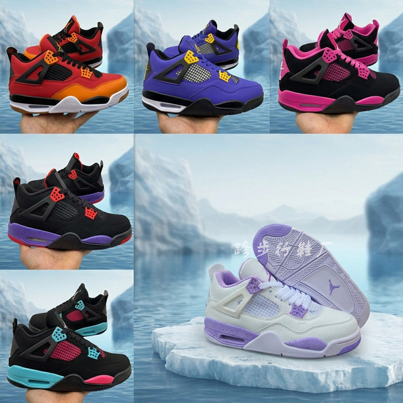 Putian New Model Foreign Trade Wholesale Aj4 Jordan 4 Basketball Shoes Black Red Pink Blue Green Orange Color-Blocking Air-Cushioned Sports Shoes Putian New Model Foreign Trade Wholesale Aj4 Jordan 4 Basketball Shoes Black Red Pink Blue Green Orange Color-Blocking Air-Cushioned Sports Shoes