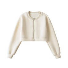 工厂直发 欧美风新款美式圆领拉链卫衣棒球服休闲短款显瘦外套女