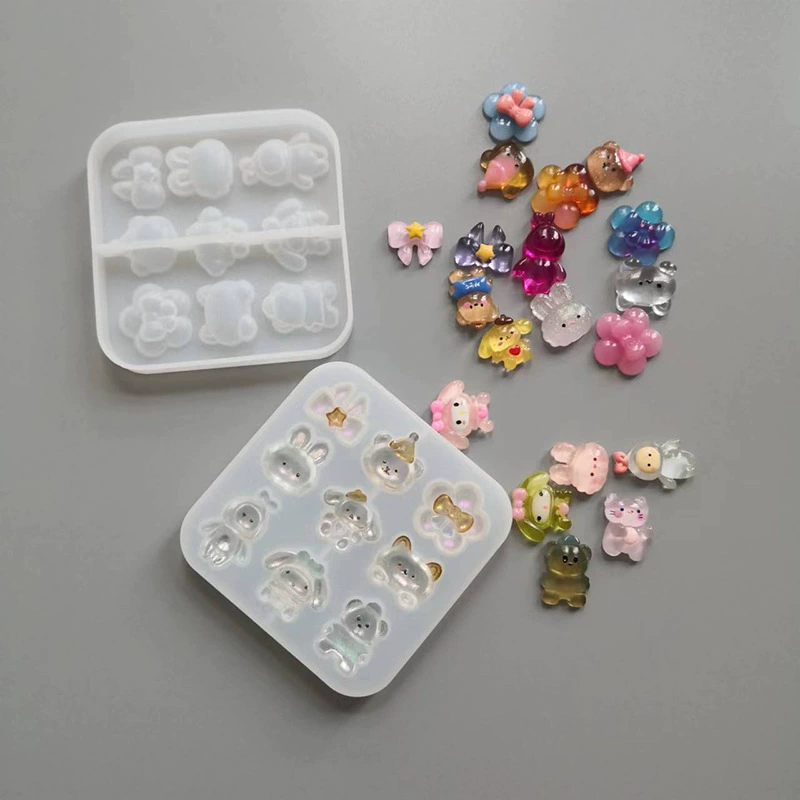 Новый продукт Small Wo (комбинация 1) Кристаллическая форма для клея Пещерная обувь Пряжка Украшение Силиконовая форма Медведь Форма для шоколада