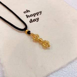 Pure Gold Vajra Vajra Pendant Necklace Men's and Women's Accessories Pendant Sweater Chain DIY Handmade Accessories Wholesale