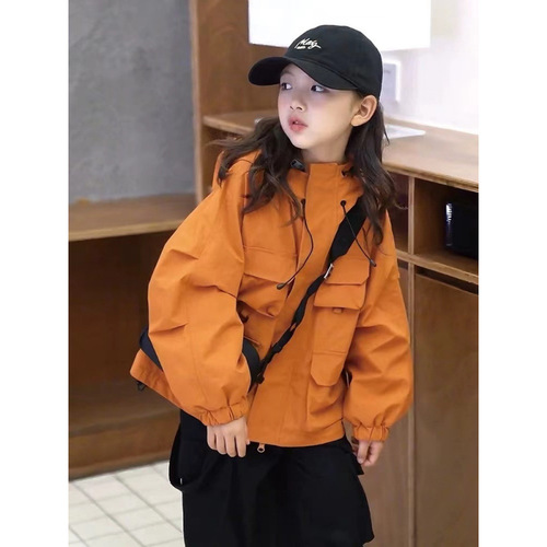 Children's Unisex Three-in-One Hooded Windbreaker Spring and Autumn Korean Version Fashion Jacket Stylish