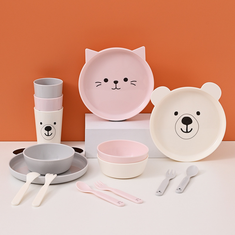 New PP cartoon shape children's tableware suit baby tableware Bowl plate Cup fork spoon mold cute food supplement small bowl