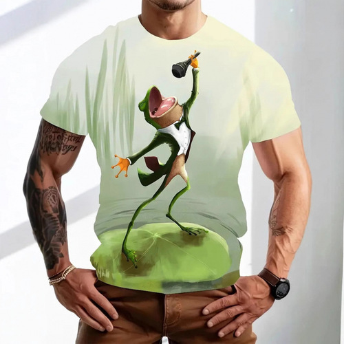 European and American 3D T-shirt for men, street-style, quirky animal design, round-neck short-sleeved—ME1 source factory.
