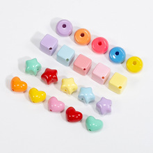 亚克力星星爱心正方形散珠通孔珠手链手机链钥匙扣DIY饰品小配件
