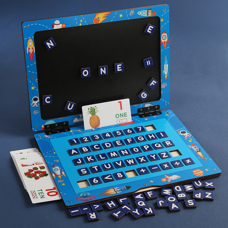 Tablero de aprendizaje de cuaderno de madera magnético educación temprana de los niños papelería educativa digital letras inglesas ortografía material didáctico