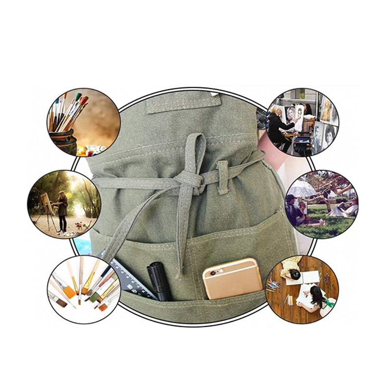 藝術(shù)家帆布圍裙帶口袋畫圍裙可調(diào)節(jié)頸帶/腰部系帶畫家圍裙