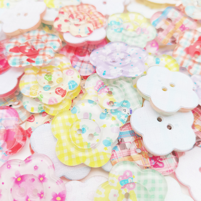 新しい透明なプリント花びらボタンジュエリーアクセサリー diy 携帯電話ケースパッチ下駄靴と靴下アクセサリー|undefined