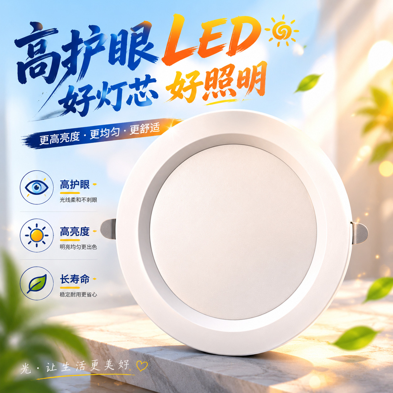 Downlight LED incrustado lámpara de techo doméstica sala de estar lámpara de agujero de techo simple lámpara de ojo de toro tricolor iluminación comercial