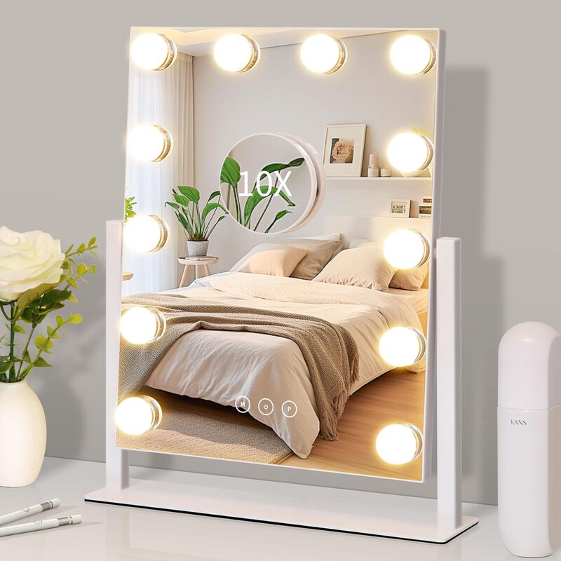 Amazon's Popular Large Hollywood Makeup Mirror 12-Bulb Led Smart Metal Makeup Mirror Factory Hot Sale