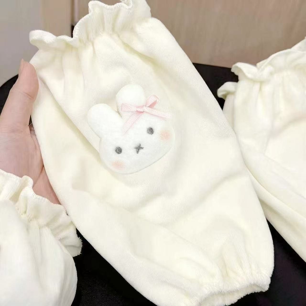 Autumn and Winter New Cute Miffy Rabbit Sleeves Extended Student down Jacket Anti-Fouling and Stain-Resistant Sleeves Plush Sleeves
