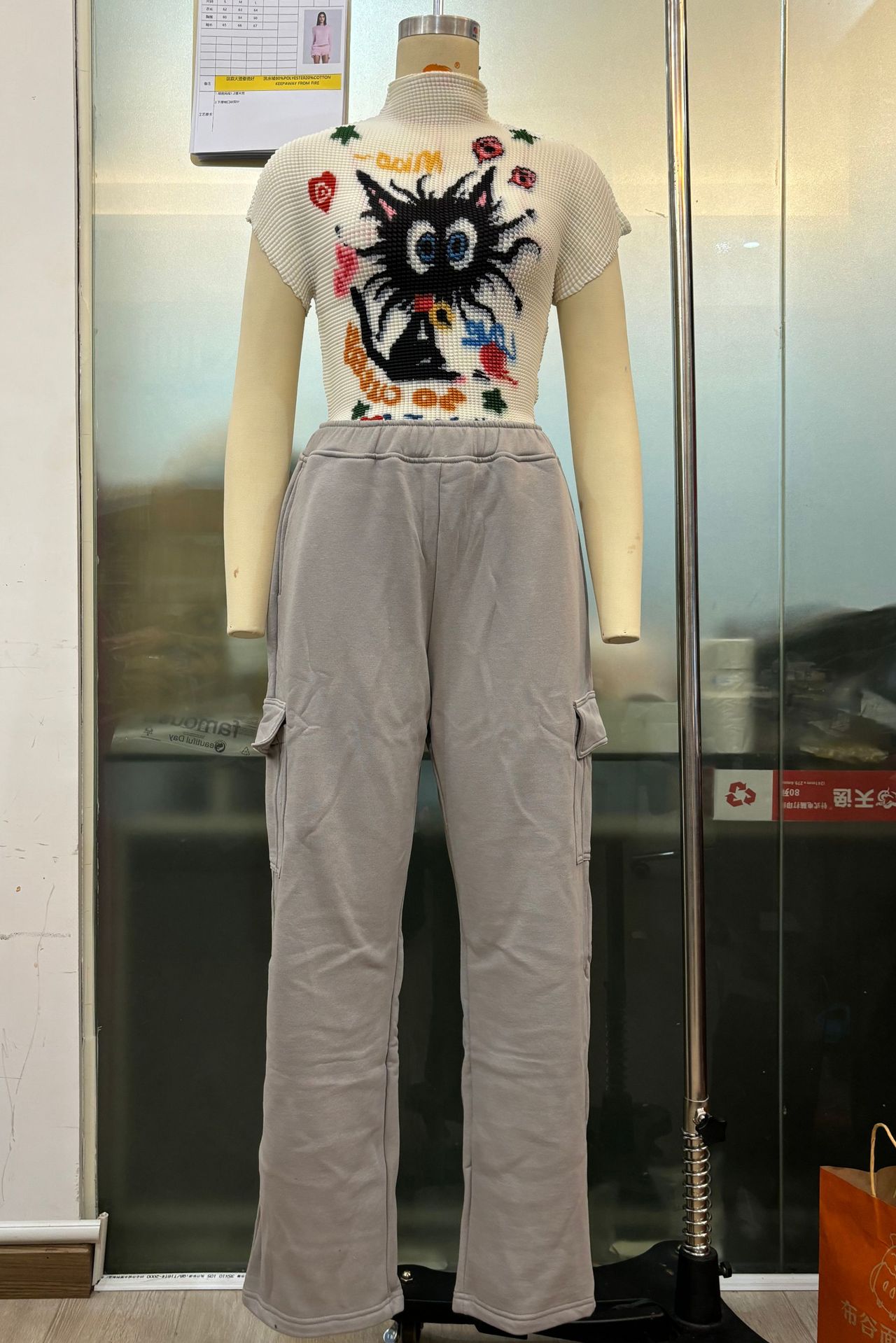 El comercio exterior de otoño e invierno de las mujeres pantalones de chándal de pierna ancha nueva cintura elástica suelta overoles casuales populares SU3570 image 10